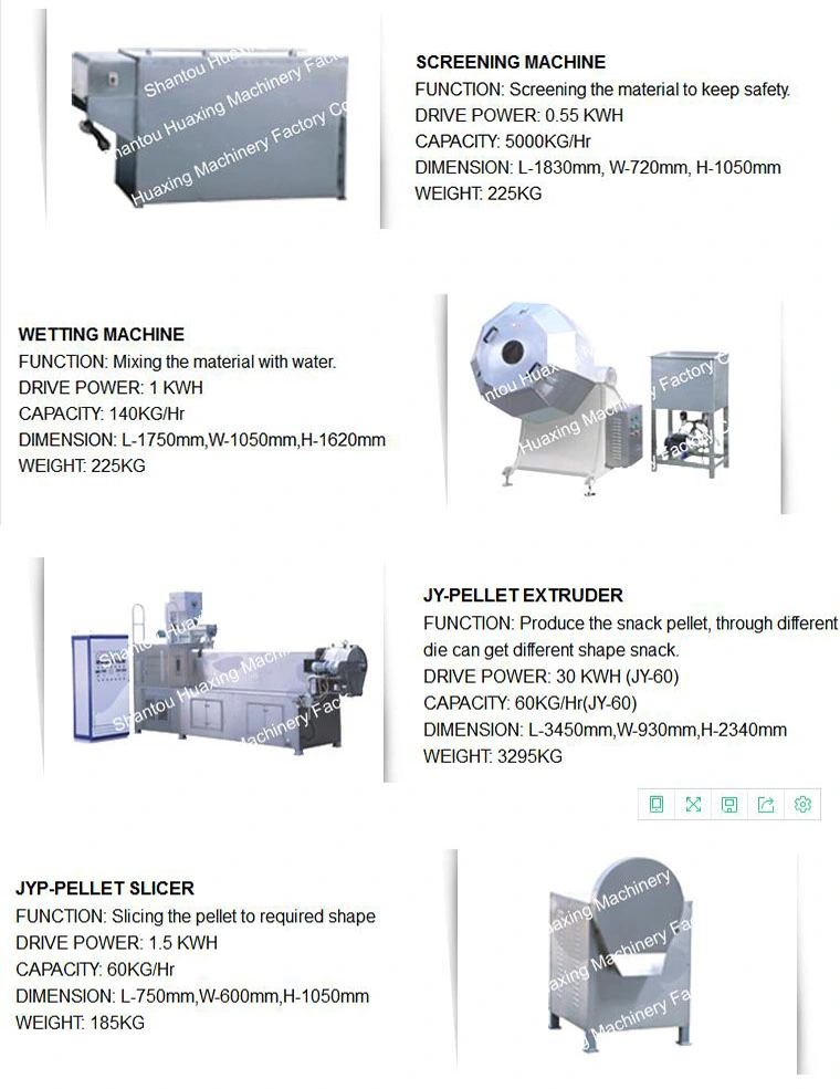 Food Pellet Processing Machine Stainless Steel Fried Snack 2D/3D Pellet Production Line