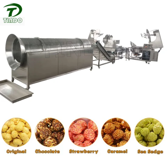 Máquina de fazer pipoca de caramelo de cogumelo de alta produtividade Preço de linha de processamento automático de pipoca